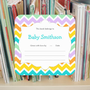 Sticker Carré Baby shower plaques neutres genre chevron