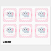 Sticker Carré Baby shower Pois moderne Baby Elephant (Feuille)