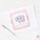 Sticker Carré Baby shower Pois moderne Baby Elephant (Enveloppe)