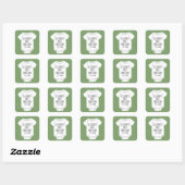 Sticker Carré Baby shower - Pois verts (Feuille)