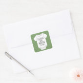 Sticker Carré Baby shower - Pois verts (Enveloppe)