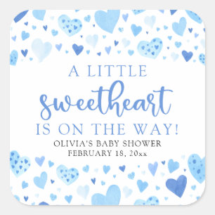 Sticker Carré Baby Shower pour Bébé de la Saint-Valentin Petit C