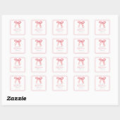 Sticker Carré Baby shower rose Coquette Bow (Feuille)