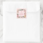 Sticker Carré Baby shower rose Fille de Noël (Sac)