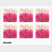 Sticker Carré Baby shower rose Gerbera Daisy Merci (Feuille)