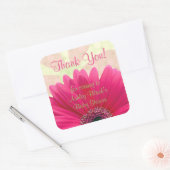 Sticker Carré Baby shower rose Gerbera Daisy Merci (Enveloppe)