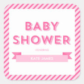 Sticker Carré Baby shower rose moderne (Devant)