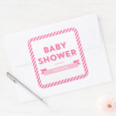 Sticker Carré Baby shower rose moderne (Enveloppe)