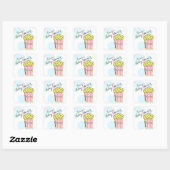 Sticker Carré Baby shower rose Popcorn (Feuille)
