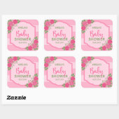 Sticker Carré Baby shower Rose rose  (Feuille)