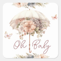 Baby shower rose Vintage parapluie fille Carré