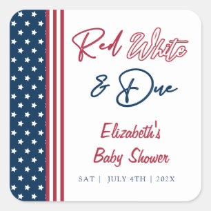 Sticker Carré Baby shower rouge blanc et 4 juillet