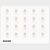 Sticker Carré Baby shower rouge Merci aquarelle Design (Feuille)