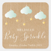 Sticker Carré Baby shower rustique Kraft Twinkle Sprinkle (Devant)