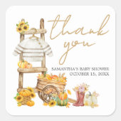 Sticker Carré Baby shower rustique petit Citrouille (Devant)