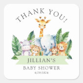 Sticker Carré Baby shower Safari Adventure Merci (Devant)