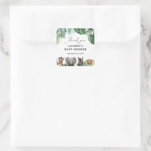 Sticker Carré Baby shower Safari Animaux
