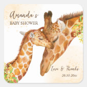 Sticker Carré Baby shower safari Giraffe merci pour (Devant)