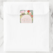 Sticker Carré Baby shower Sage Green Boho Bloom Cactus (Sac)