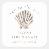 Sticker Carré Baby shower Shell de Merci Boho Beach (Devant)