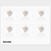 Sticker Carré Baby shower Shell de Merci Boho Beach (Feuille)