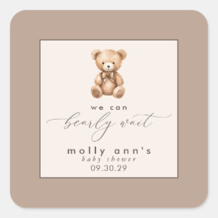 Sticker Carré Baby shower simple neutre d'attente rapide