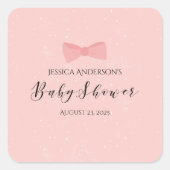 Sticker Carré Baby shower Simplement Cute Bow Rose (Devant)