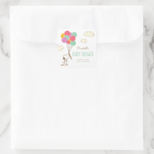 Sticker Carré Baby shower Snoopy et Balloons (Sac)