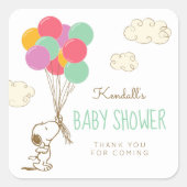 Sticker Carré Baby shower Snoopy et Balloons (Devant)