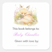 Sticker Carré Baby shower Spring Fox (Devant)