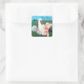 STICKER CARRÉ BABY SHOWER STORK TWIN (Sac)
