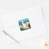 STICKER CARRÉ BABY SHOWER STORK TWIN (Enveloppe)