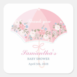 Sticker Carré Baby Shower Thank you Tag