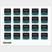 Sticker Carré Baby shower Turquoise Et Black Zebra Print Boy (Feuille)