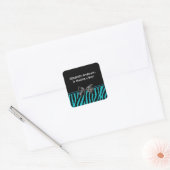 Sticker Carré Baby shower Turquoise Et Black Zebra Print Boy (Enveloppe)