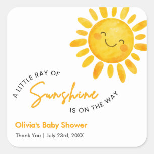Sticker Carré Baby Shower Un Petit Rayon de Soleil 