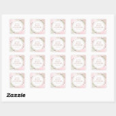 Sticker Carré Baby shower verdoyant or rose (Feuille)