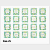 Sticker Carré Baby shower vert Eucalyptus Feuille Olive (Feuille)