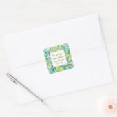 Sticker Carré Baby shower vert Eucalyptus Feuille Olive (Enveloppe)