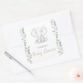 Sticker Carré Baby shower vert Eucalyptus petit éléphant (Enveloppe)