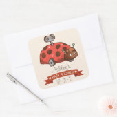 Sticker Carré Baby shower vintage Toy Ladybug (Enveloppe)