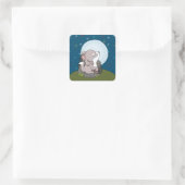 Sticker Carré Baby Wolf hurle à une lune (Sac)
