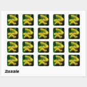 Sticker Carré Baby Yellow Phase Green Tree Python Snake (Feuille)