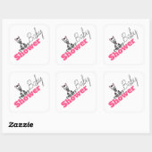 Sticker Carré Baby Zebra, Baby shower (Feuille)