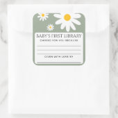 Sticker Carré Baby's first Library Baby Shower  (Sac)