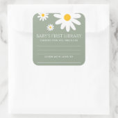 Sticker Carré Baby's first Library Baby Shower  (Sac)
