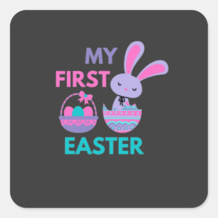Sticker Carré Babys First Paster Funny Rabbit