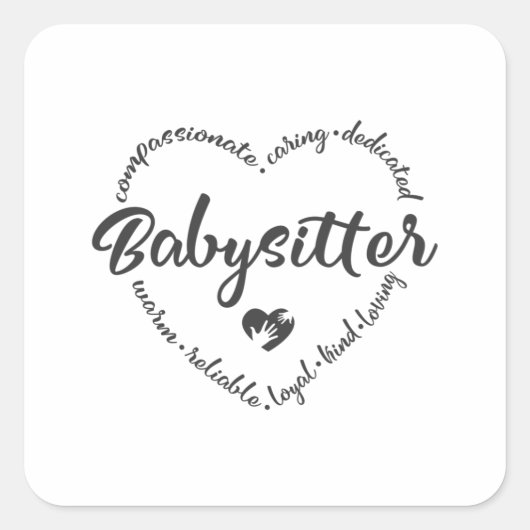 Sticker Carré Babysitter, baby sitter, nounou, au pair (Devant)