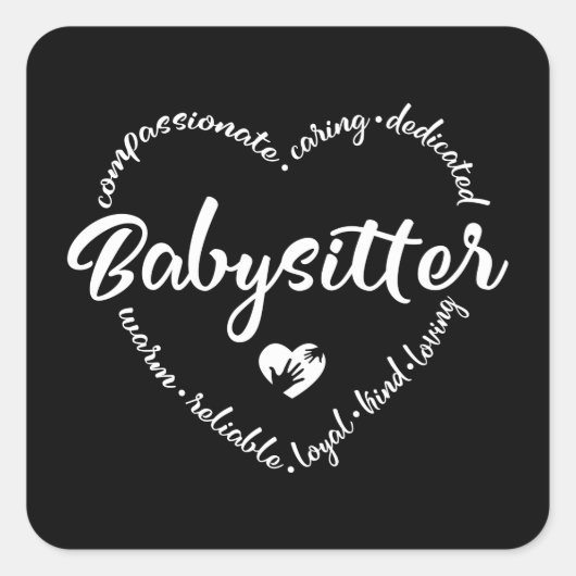 Sticker Carré Babysitter, baby sitter, nounou, au pair (Devant)