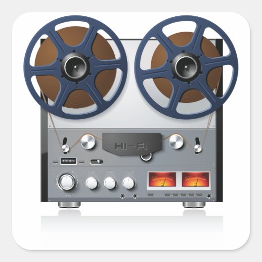 Sticker Carré Bac à bande de bobine vintage (Devant)